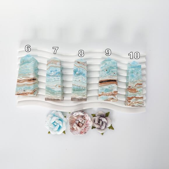 Blue Aragonite Tower Point Communication Crystal - Picture 9 of 10